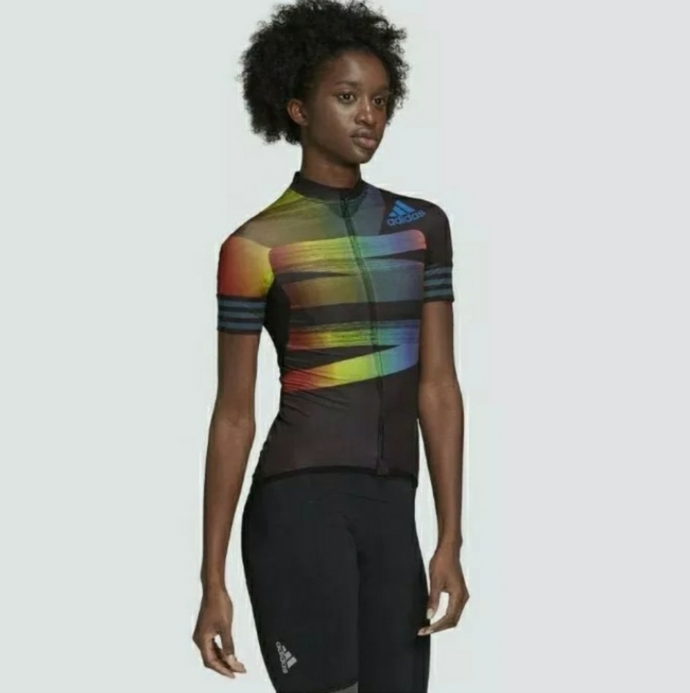 Adidas Cycling Adistar Pride Jersey Black/Glory Blue FJ6570 Womens Sizes